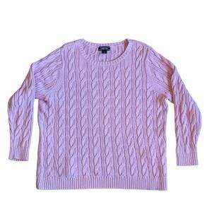 Lands End Drifter Cable Knit Sweater Pullover Women's 1X Lilac Purple